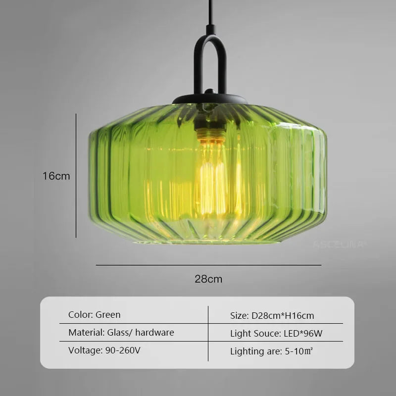 Retro Colored Glass Pendant Light