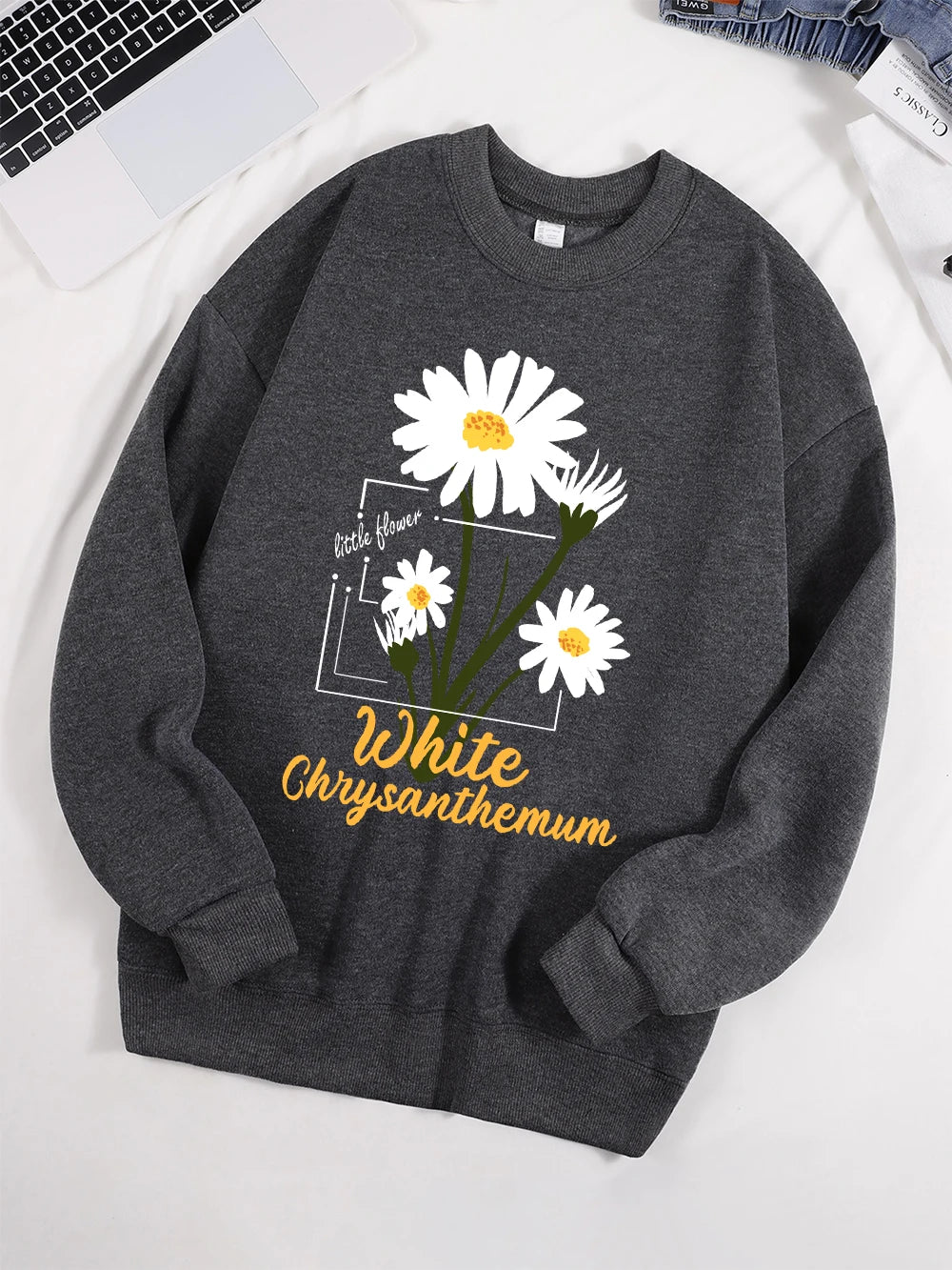 Little White Chrysanthemum Sweatshirt