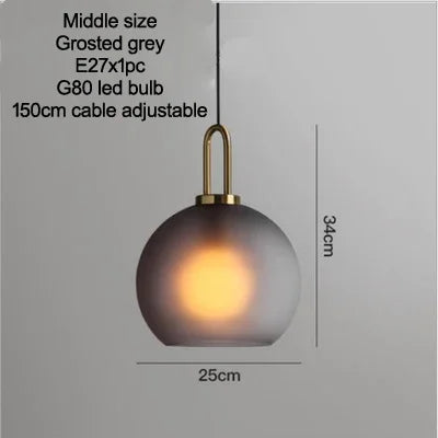 Candeeiro pendente de teto de esfera de vidro fosco