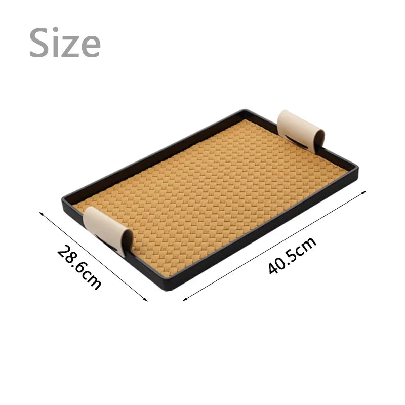 Plateau décoratif de luxe en cuir