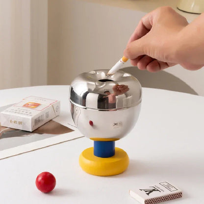 Postmodern Stainless Steel Ashtray with Lid