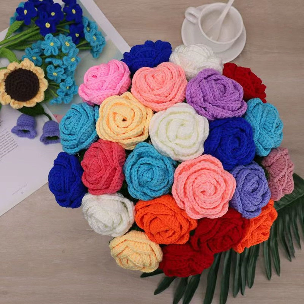 Hand-Knitted Roses Bouquet