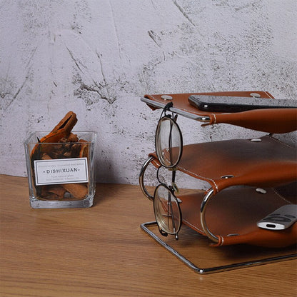 Leather and Metal Storage Organizer