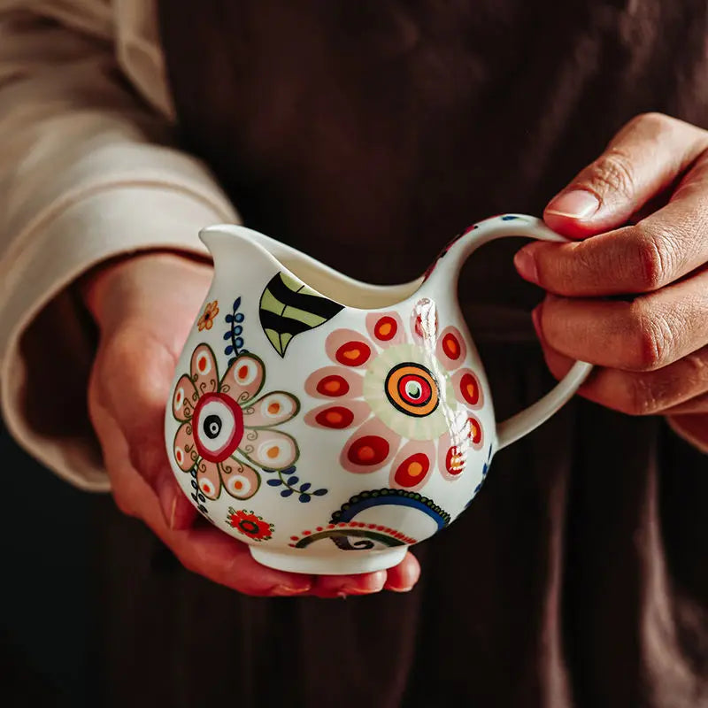 Hand-Painted Floral Milk Pot