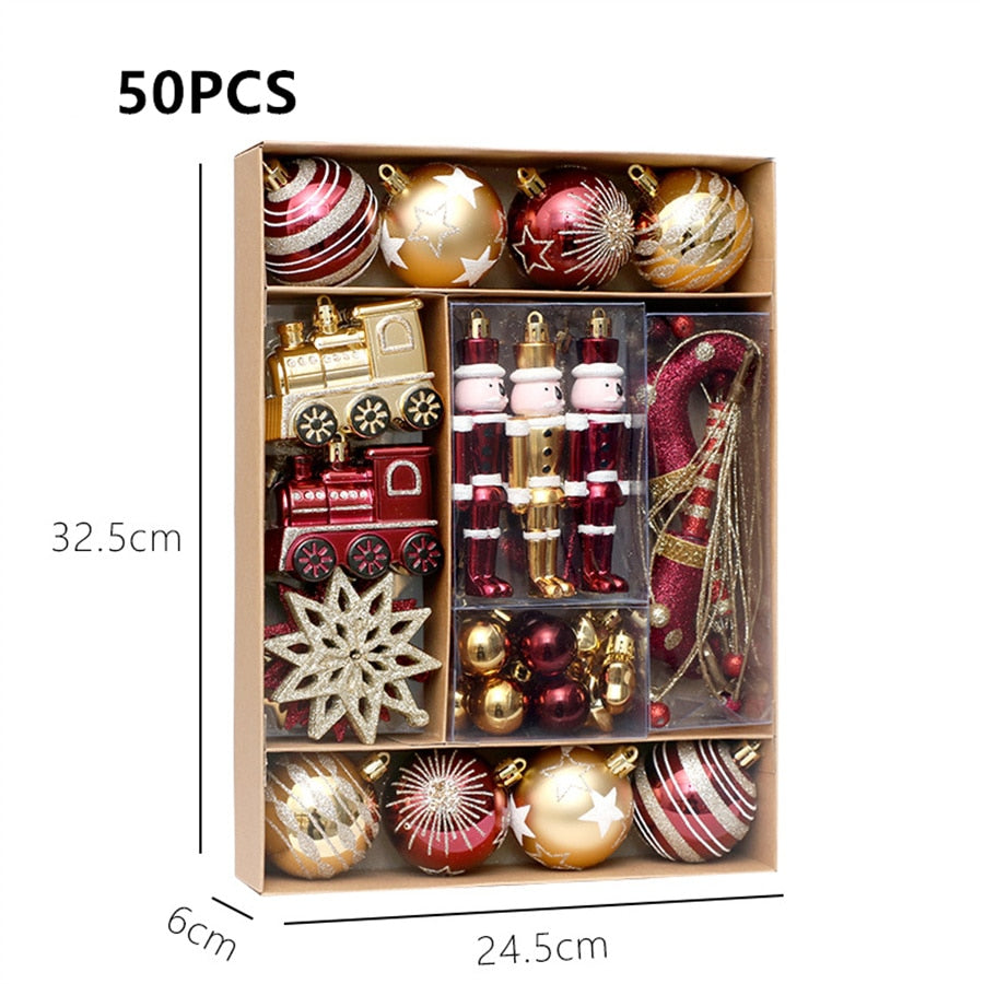 50pcs Painted Mixed Christmas Ball Set