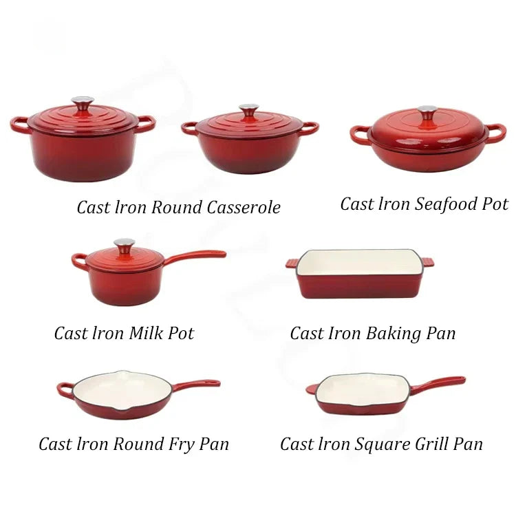 AuraNest™ 11-Piece Cast Iron Cookware Set
