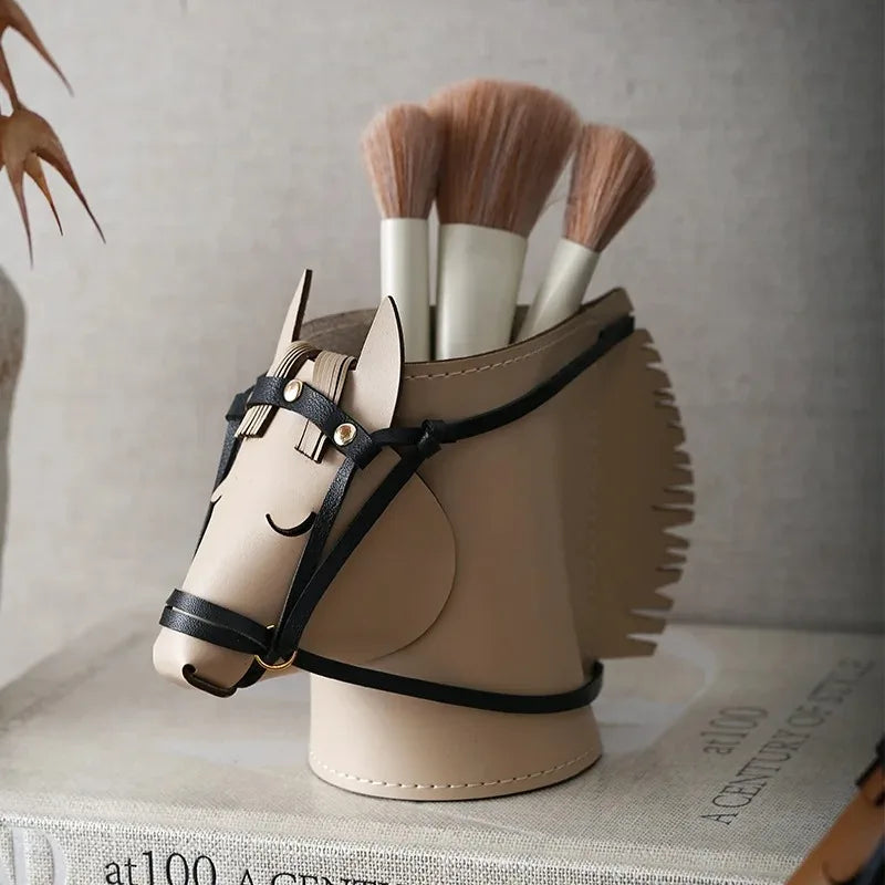 Leather Horse-Head Storage Box – Luxury Decorative Desk Organizer Bedroom Living Room Make Up Organizer Organizer Storage