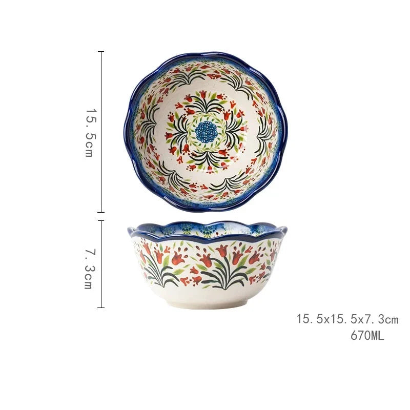 Hand-painted Floral Ceramic Bowl