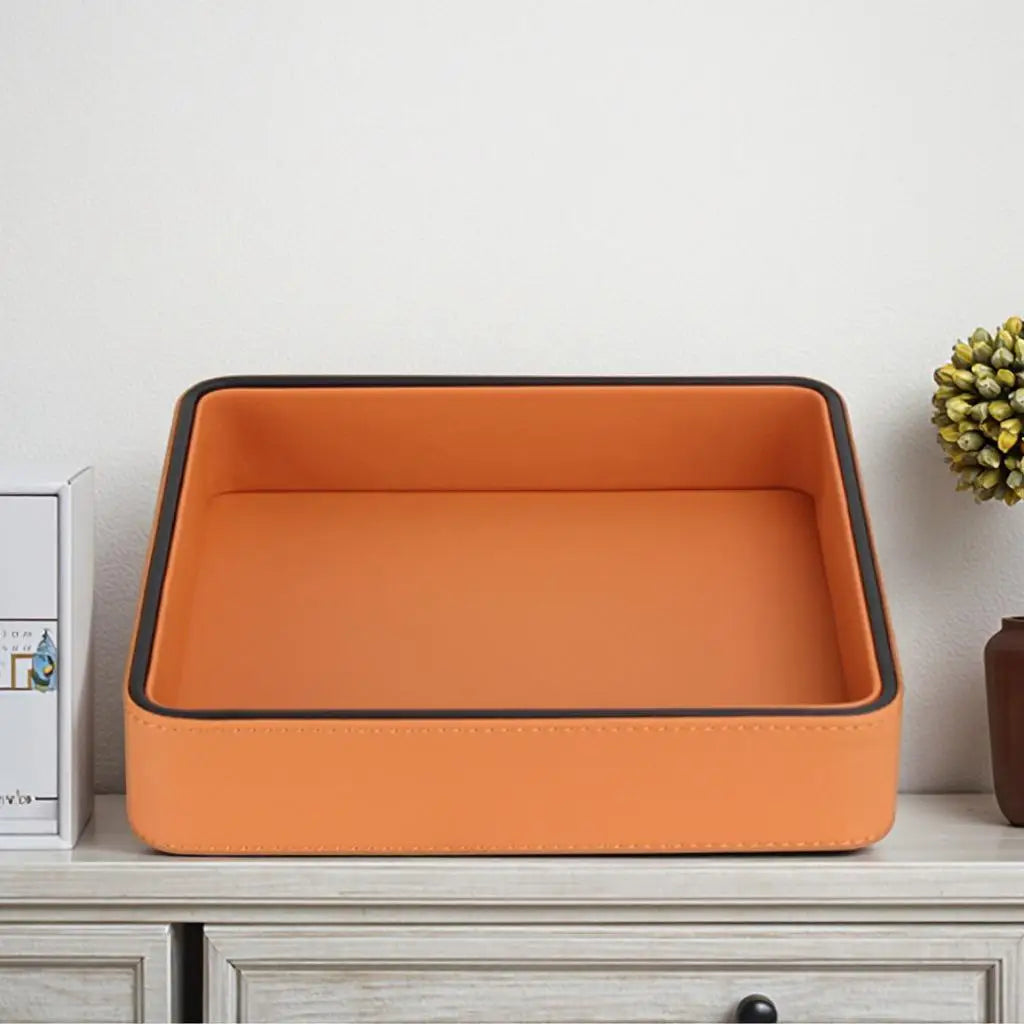 PU Leather Valet Tray for Entryway, Jewelry, and Desk Organization