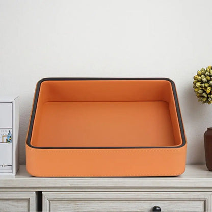 PU Leather Valet Tray for Entryway, Jewelry, and Desk Organization