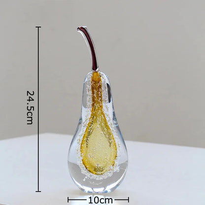 Bubble Glass Apple and Pear Statue - Aesthetic Fruit Desk Decoration Figurine Living Room Sculpture