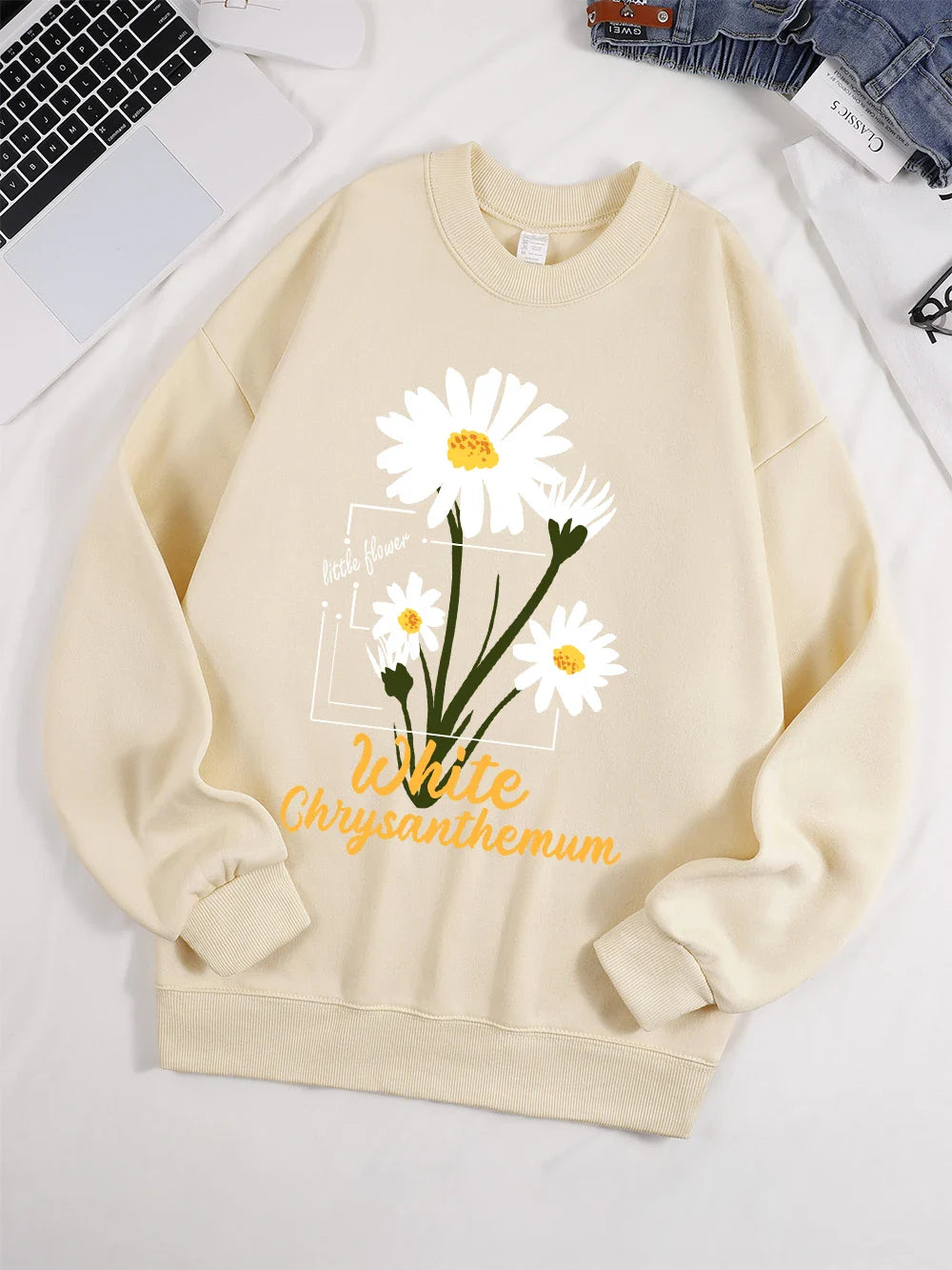 Little White Chrysanthemum Sweatshirt