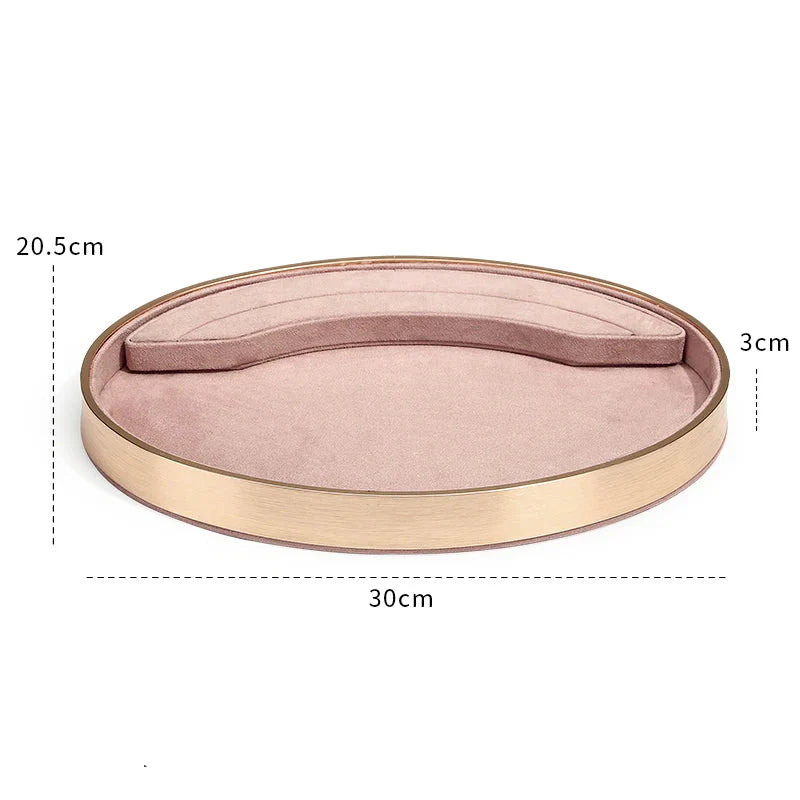 Oval Metal & Velvet Jewelry Organizer Tray