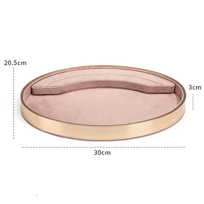 Oval Metal & Velvet Jewelry Organizer Tray