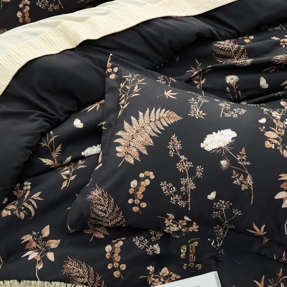 Black Floral Duvet Set