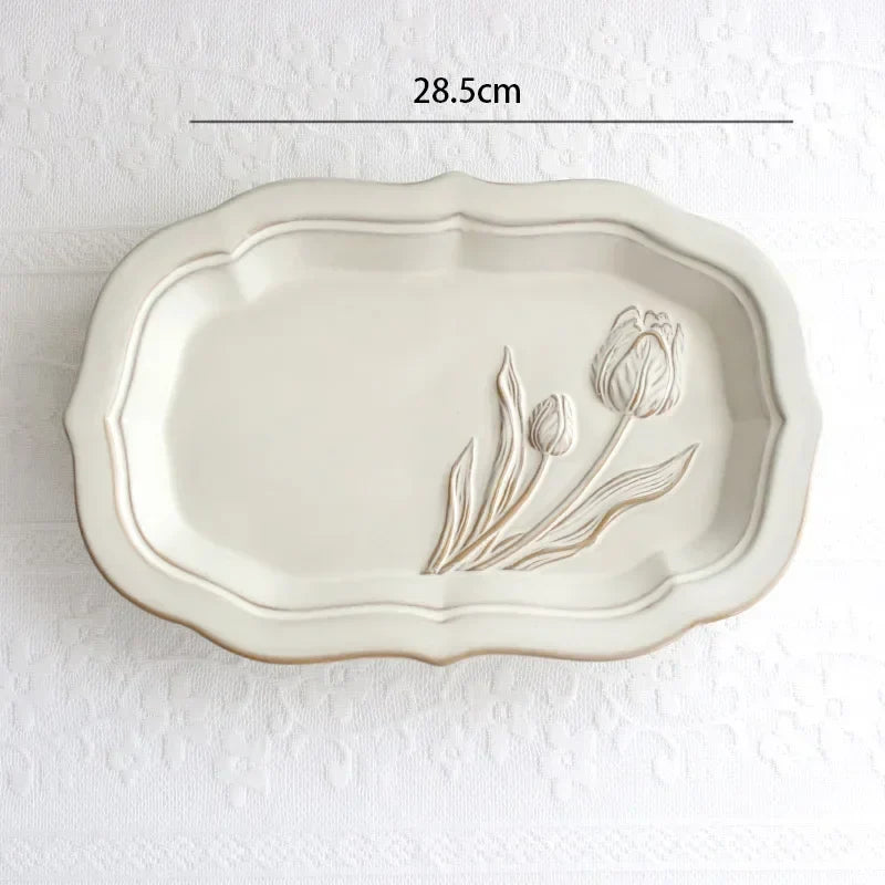 French Embossed Flowers Plates