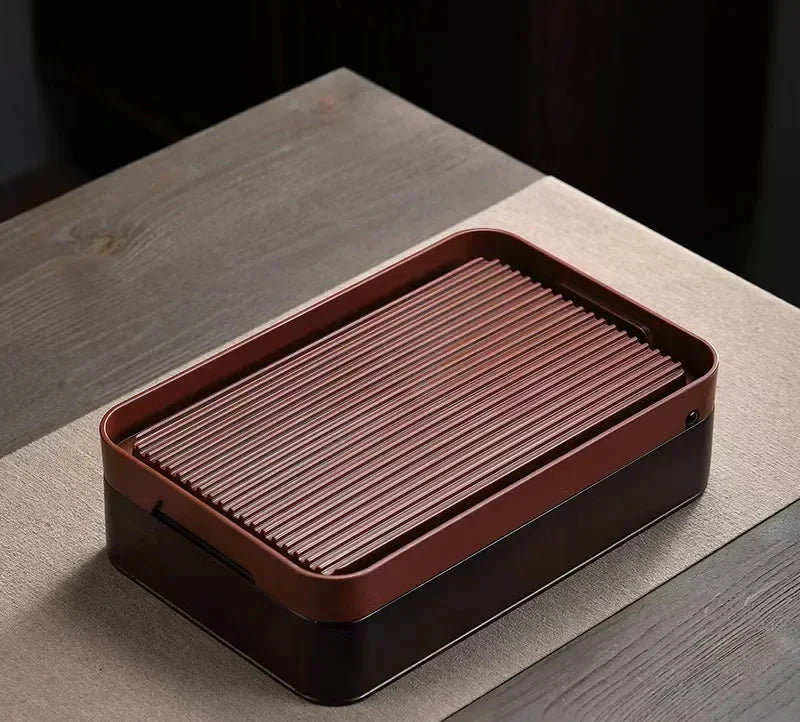 Multifunctional Bamboo Tea Tray with Drainage