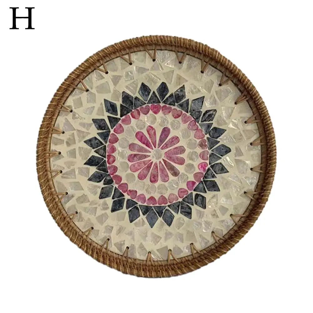 Colorful Shell Rattan Tray