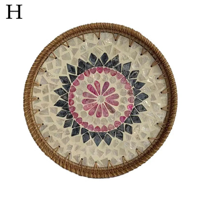 Colorful Shell Rattan Tray