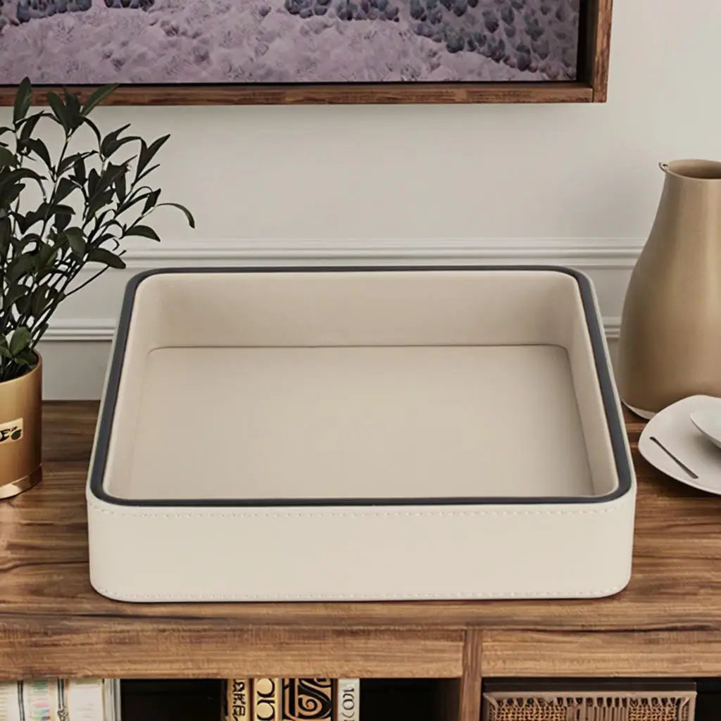 PU Leather Valet Tray for Entryway, Jewelry, and Desk Organization