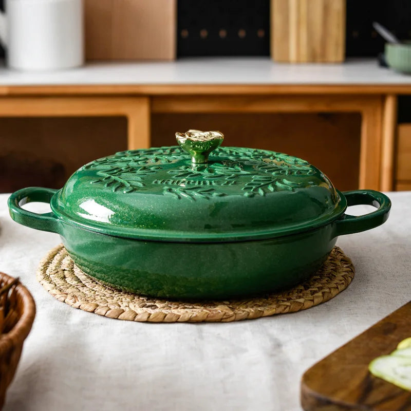 Green Cast Iron Cooking Pot