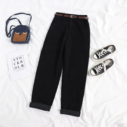 High Waist Corduroy Loose Pants