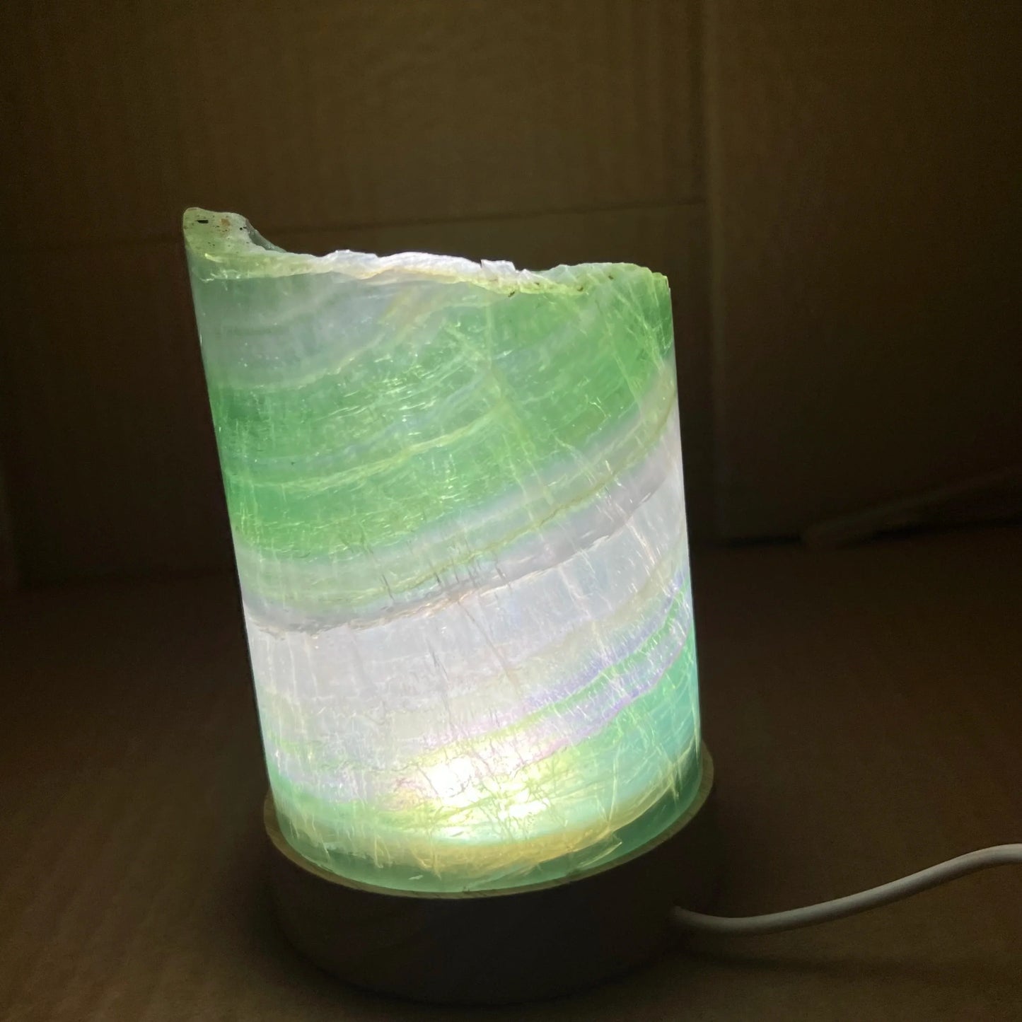 Natural Rainbow Fluorite Crystal Lamp