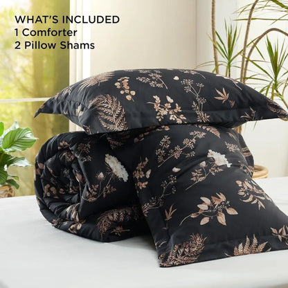 Black Floral Duvet Set