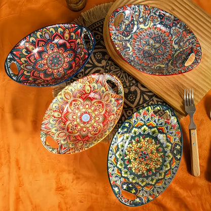 Bohemian Mandala Ceramic Serving Bowls