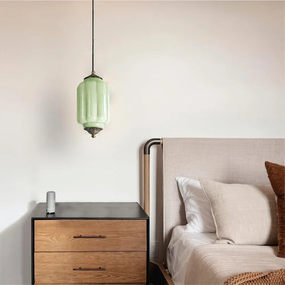 Suspension vintage en verre strié