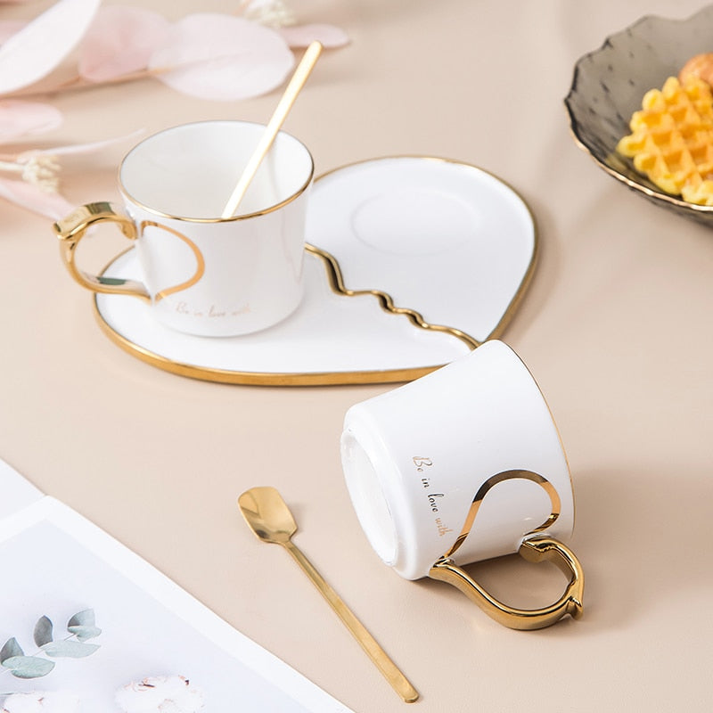 Couple Heart Shaped Coffee Cups