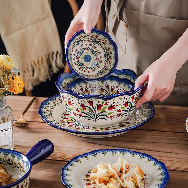 Plat de cuisson du jardin fleuri