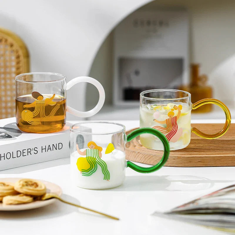 Tasse à café en verre artistique ludique