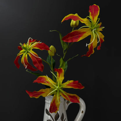 3-Head Artificial Flaming Lily Branch