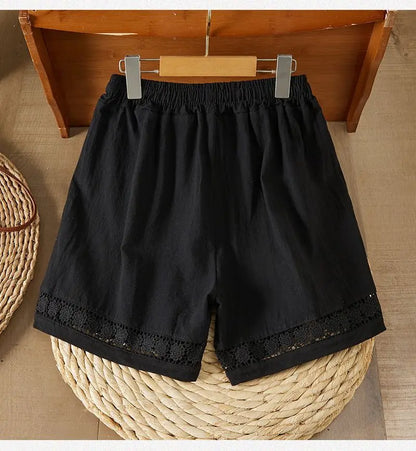 Floréa Hollow-Out Drawstring Shorts