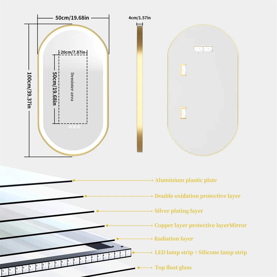 Luminous Halo Oval Smart Mirror