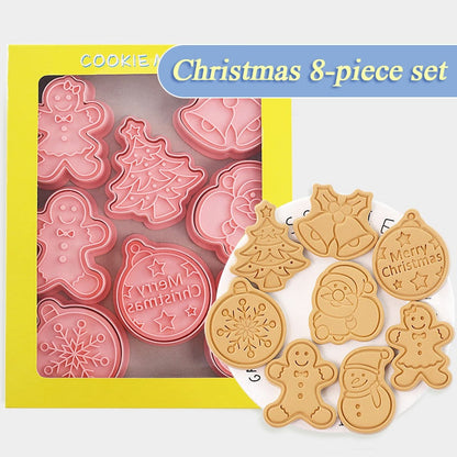 8Pcs 3D Christmas Cookie Mold