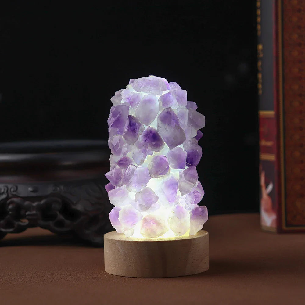 Crystal Wishing Lamp with Natural Amethyst