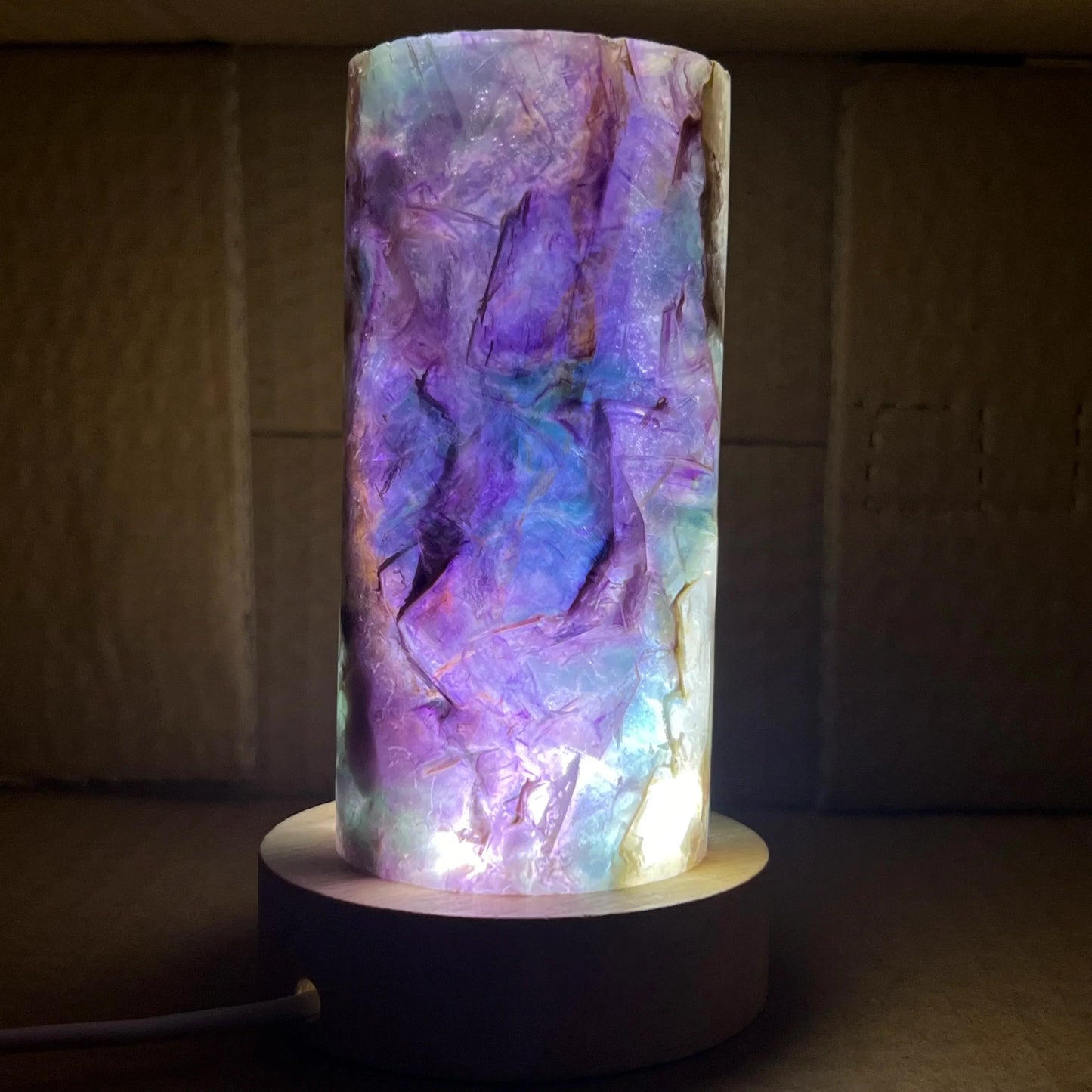 Natural Rainbow Fluorite Crystal Lamp