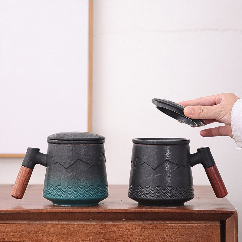 Ceramic Tea Mug with Infuser and Lid