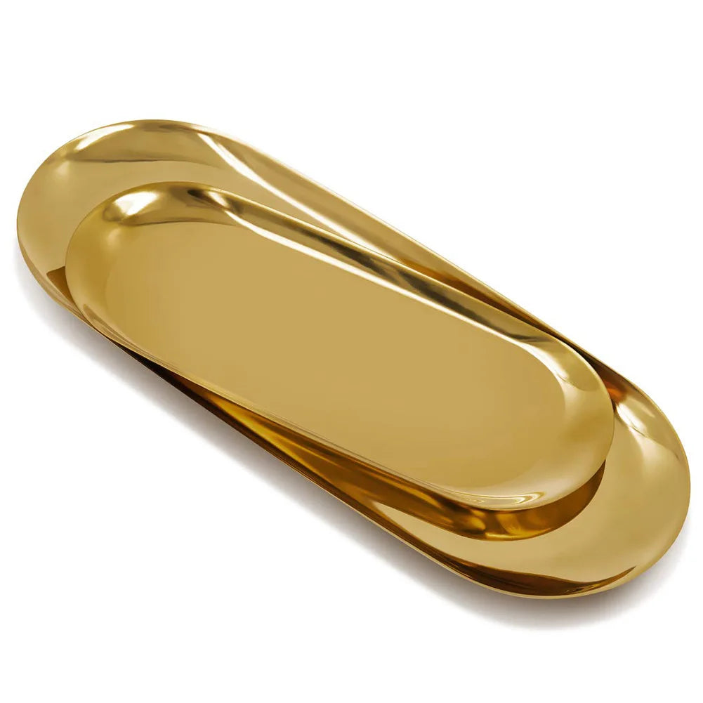 Gold Stainless Steel Vanity & Jewelry Organizer Tray