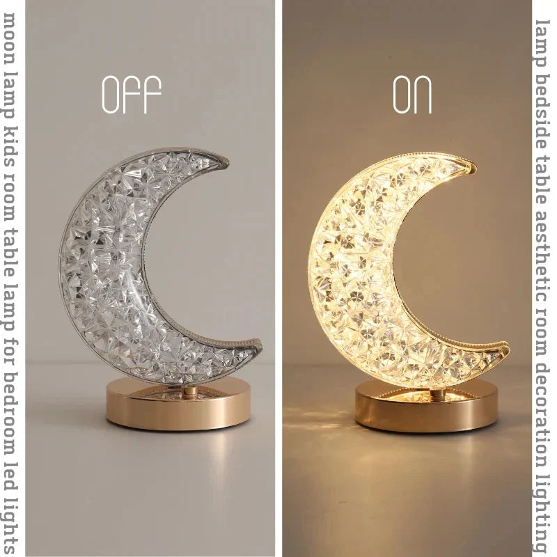 Crescent Moon Crystal Lamp