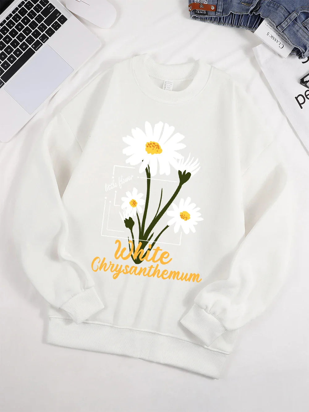 Little White Chrysanthemum Sweatshirt