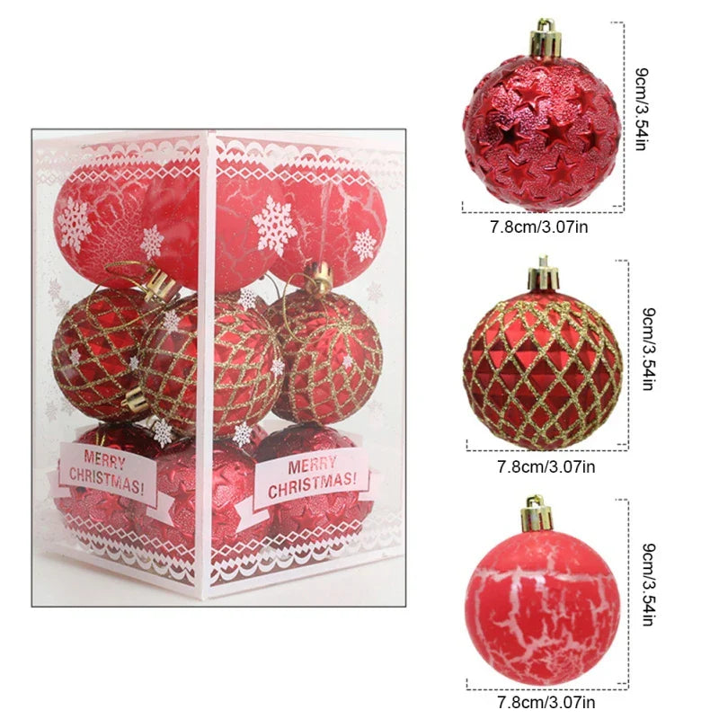 Décoration d'arbre de boule de Noël à motifs mixtes 12 pièces