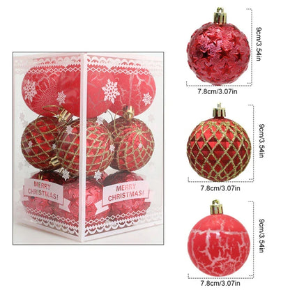 Decoración de árbol de bolas de Navidad con patrón mixto de 12 piezas