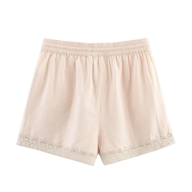 FloréaEase Drawstring Embroidery Shorts
