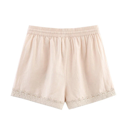 FloréaEase Drawstring Embroidery Shorts