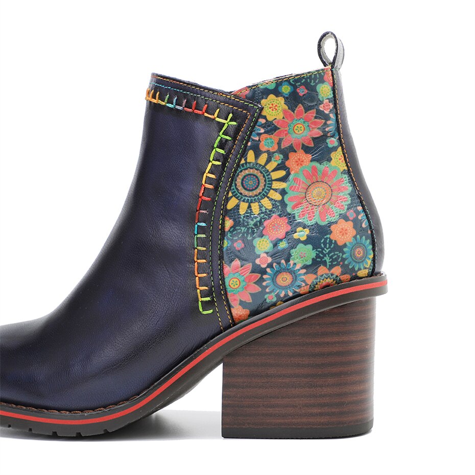 Colorful Flowers Ankle Boots