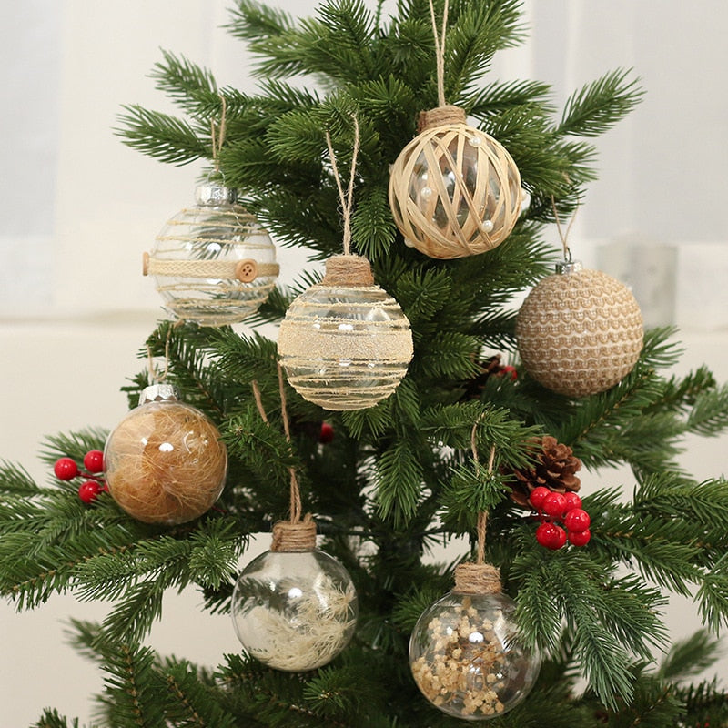 Linen Gold Transparent Christmas Balls