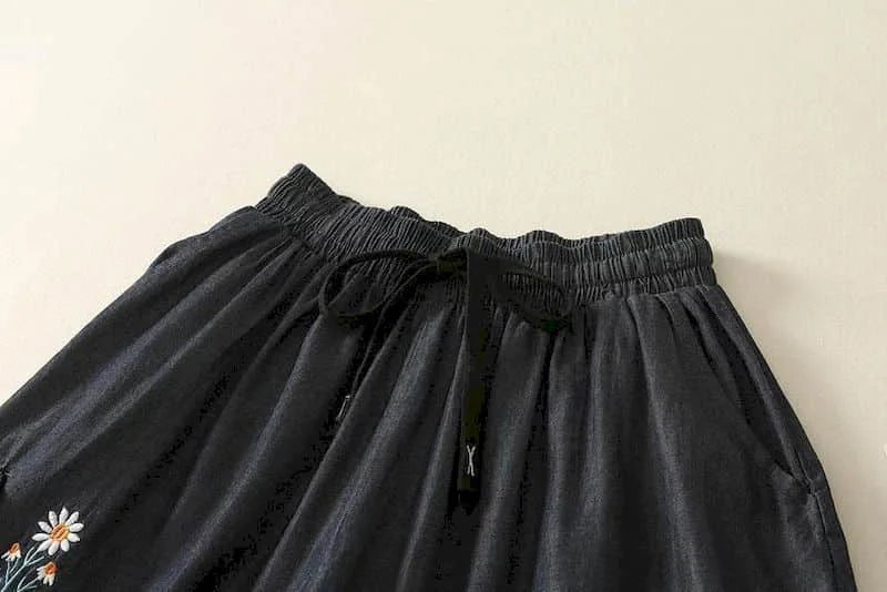 Denimelle Ruffle Waist Shorts